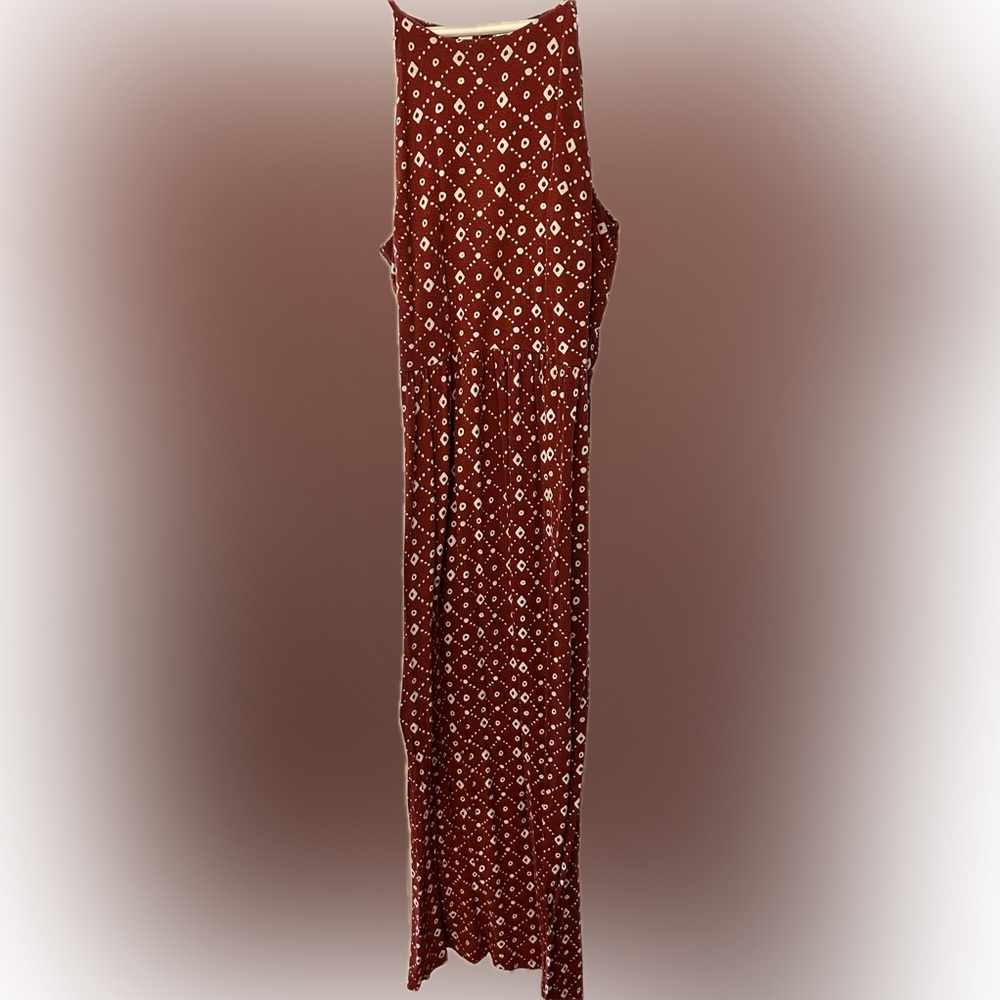 High neck tie back maxi dress